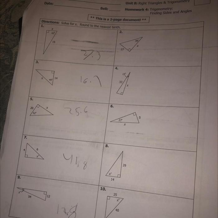 Unit 7 right triangles and trigonometry answers