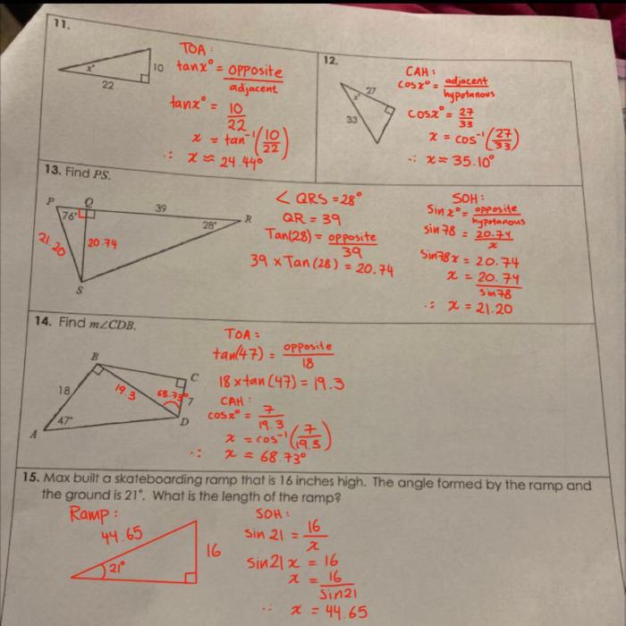 Unit 7 right triangles and trigonometry answers